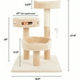thumbnail image 2 of Cat Tree 3Tier Tall Cat Tower Condo With 2 Napping Perches Sisal Rope Scratching Post Hanging Mouse And Interactive Wheel Toy By Beige 27.5, 2 of 7