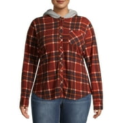 No Boundaries Printed Hacci Plaid Hoodie (Juniors' Plus) 1 Pack