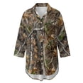 thumbnail image 4 of Xoenoiee Hunting Camo Print Womens Long Sleeve Swimsuit Cover Up Button Down Beach Cover Ups Summer Button Cuffs Dresses Casual Blouse Shirt, L, 4 of 7