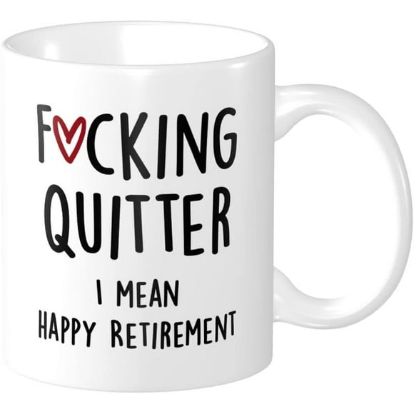 shiyou-Funny Retirement Gifts for Men Women Quitter I Mean Happy Retirement Coffee Mugs, Unique Retired Mugs Gift Ideas for Friend Coworkers Office Family 11 Ounces White Ceramic Teacup