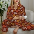 thumbnail image 6 of Fotbe Autumn Warm Tone Maple Leaf Pattern Long Sleeve Pajama Set for Women,Sleepwear Set,2-piece Loungewear Set,Soft PJs Comfy Nightwear with Pockets -Medium, 6 of 7
