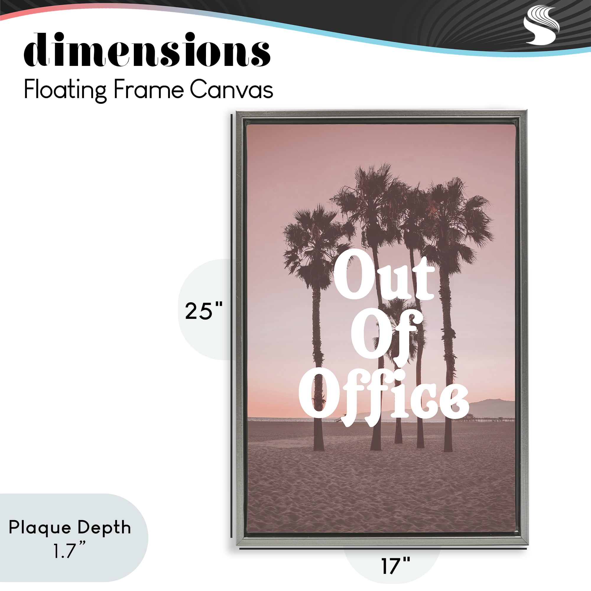 Stupell Industries Pink Tropical Out Of Office Gray Framed Floater Canvas Wall Art, design by Lil' Rue