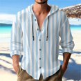 thumbnail image 2 of LLIMED Hooded Button Down Shirt Men Fashion Loose Trend Striped Button Drawstring Hoodie Long Sleeve Shirts with Hood, 2 of 6