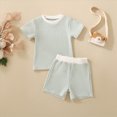 thumbnail image 2 of NIEWTR Toddler Girl Clothes 2Pcs Sets Short T-Shirt Tops Shorts Outfit Set Summer Outfits Set Cute Infant Outfits 12 18 24 M 1t 2t 3t 4t（Green,6-12 Months), 2 of 4