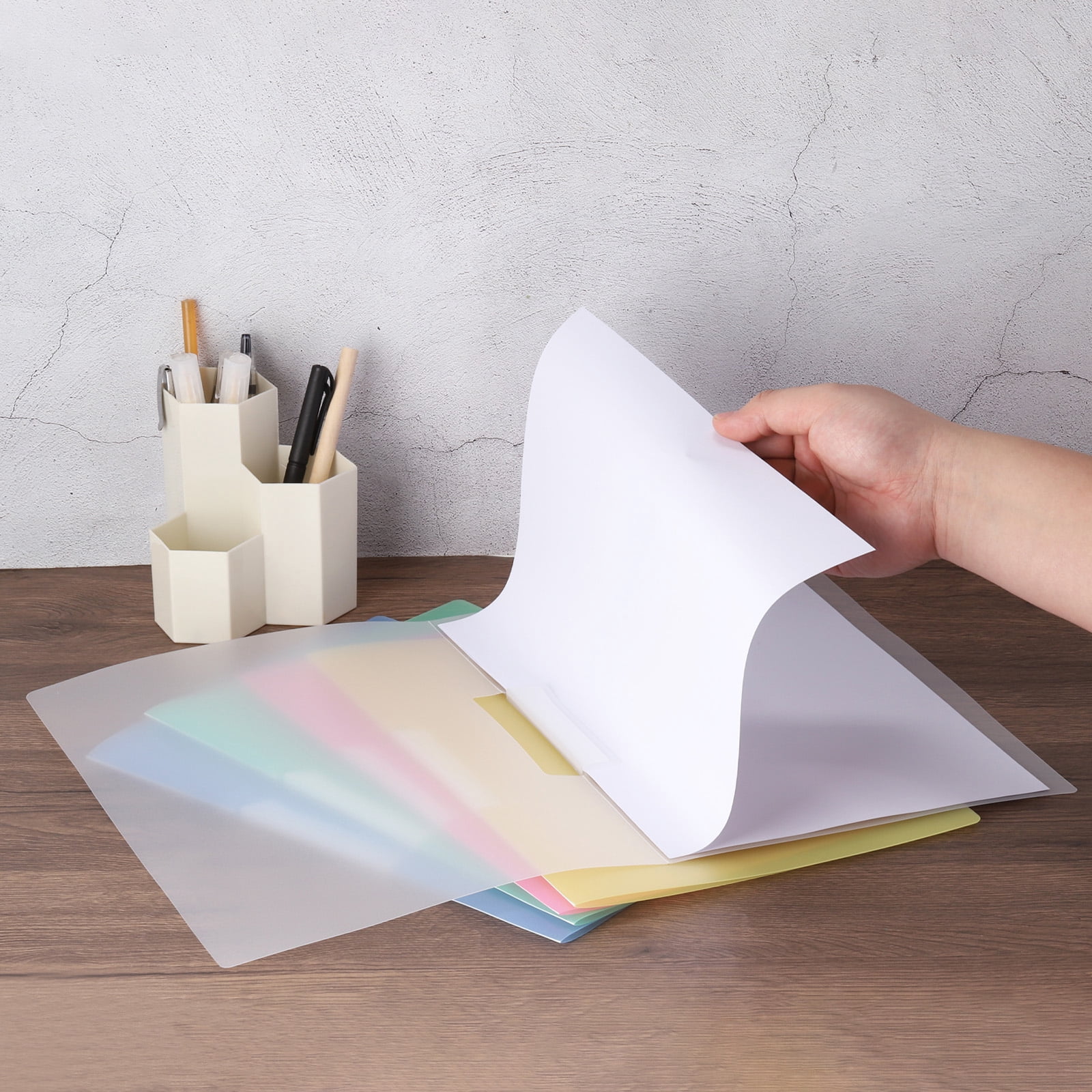 Uxcell Plastic Folders with Mid-Side Swing Clip, 5 Pcs Report Folder for A4 Paper, White