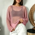 thumbnail image 2 of WULMLEO Crochet Tops for Women Summer Beach Swim Cover Ups Knit Beach Cover Up Short Sleeve Hollow Out Shirts Pink M, 2 of 5