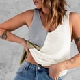 thumbnail image 4 of V Neck Knit Tank Top, Color Block Pattern Stylish Sleeveless Knit Tank Top  For Daily Wear White L, 4 of 6