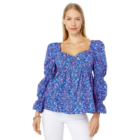 Lilly Pulitzer Preslee Long Sleeve Top Blue Flare Growl and Prowl 8 ...