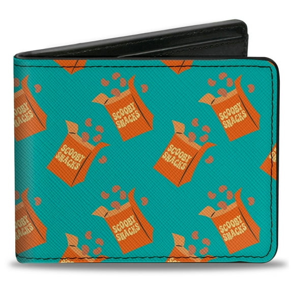 Scooby Doo Wallet, Bifold, Scooby Snacks Box Collage Blue, Vegan Leather
