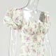 thumbnail image 4 of Dinheiro Vestido floral con cuello cuadrado para mujer, mangas abullonadas, cintura alta, S,, 4 of 8