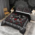 thumbnail image 2 of Erosebridal Hunting Deer Queen Comforter Set, Bohemian Aztec Mandala Bedding Comforter Set, Black Gray Red, Black Reversible 3-Piece, 1 Comforter and 2 Pillowcases, 2 of 6