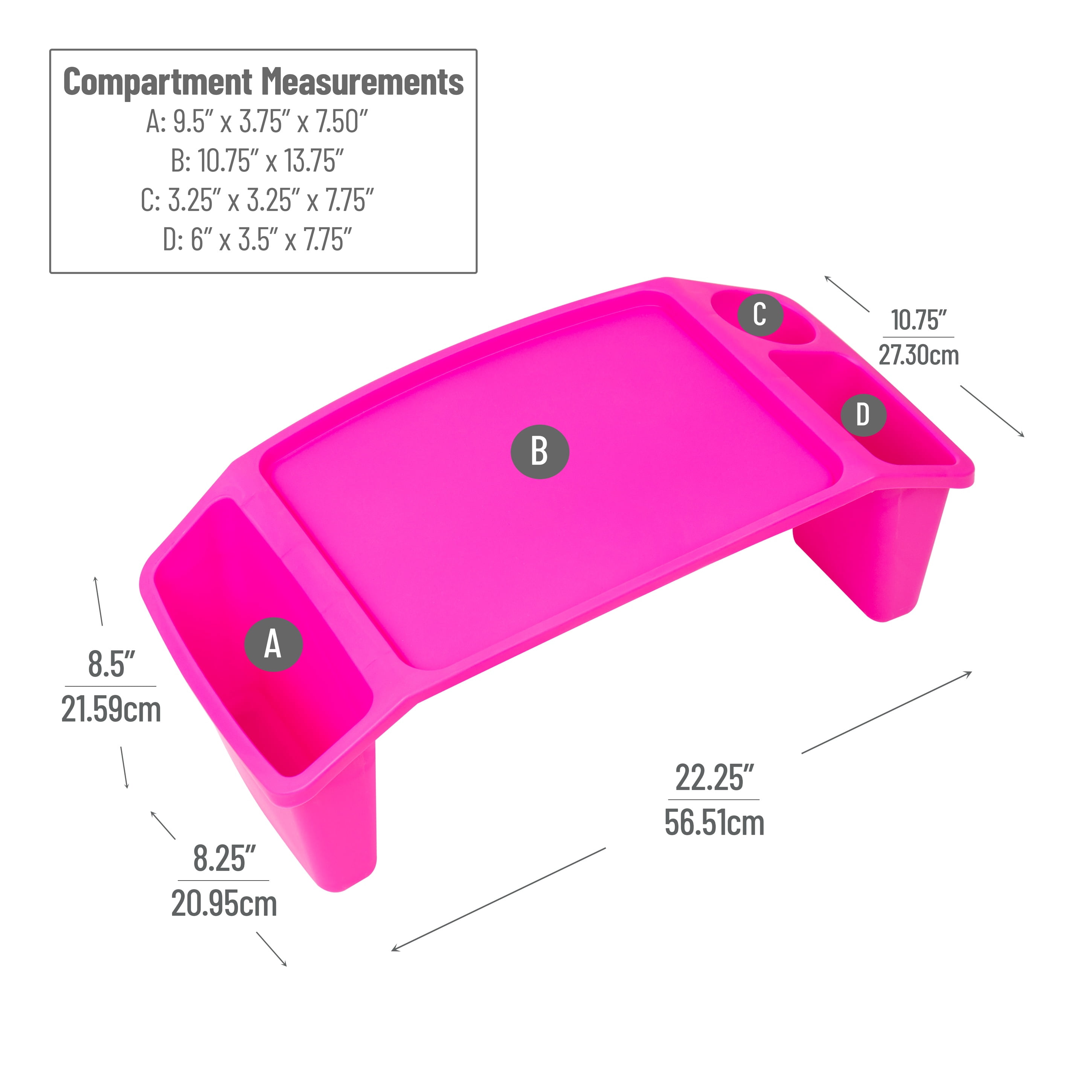 Mind Reader Kids Lap Desk, Set of 2, Activity Tray, Drawing, Stackable, Portable, Plastic, Pink