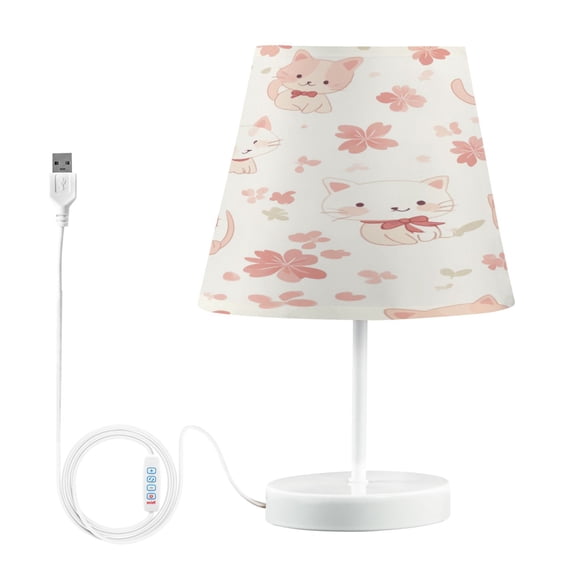 BZSMCE Table Lamp Creative Cute Cat and Blossom Simple Pattern Night Light