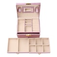 thumbnail image 3 of Unique Bargains 3 Layer Jewelry Box with Mirror for Women PU Leather Jewelry Organizer Purple, 3 of 8