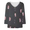 thumbnail image 4 of IROINNID Chemises Grande Taille pour Femmes Confortables Imprimé Manches Longues Blouse Col en V Tunique Pull, Gris, 4 of 6