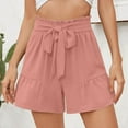 thumbnail image 2 of Patlollav High Waisted Linen Shorts for Women Lightweight Summer Beach Paper Bag Shorts with Pockets, 2 of 6