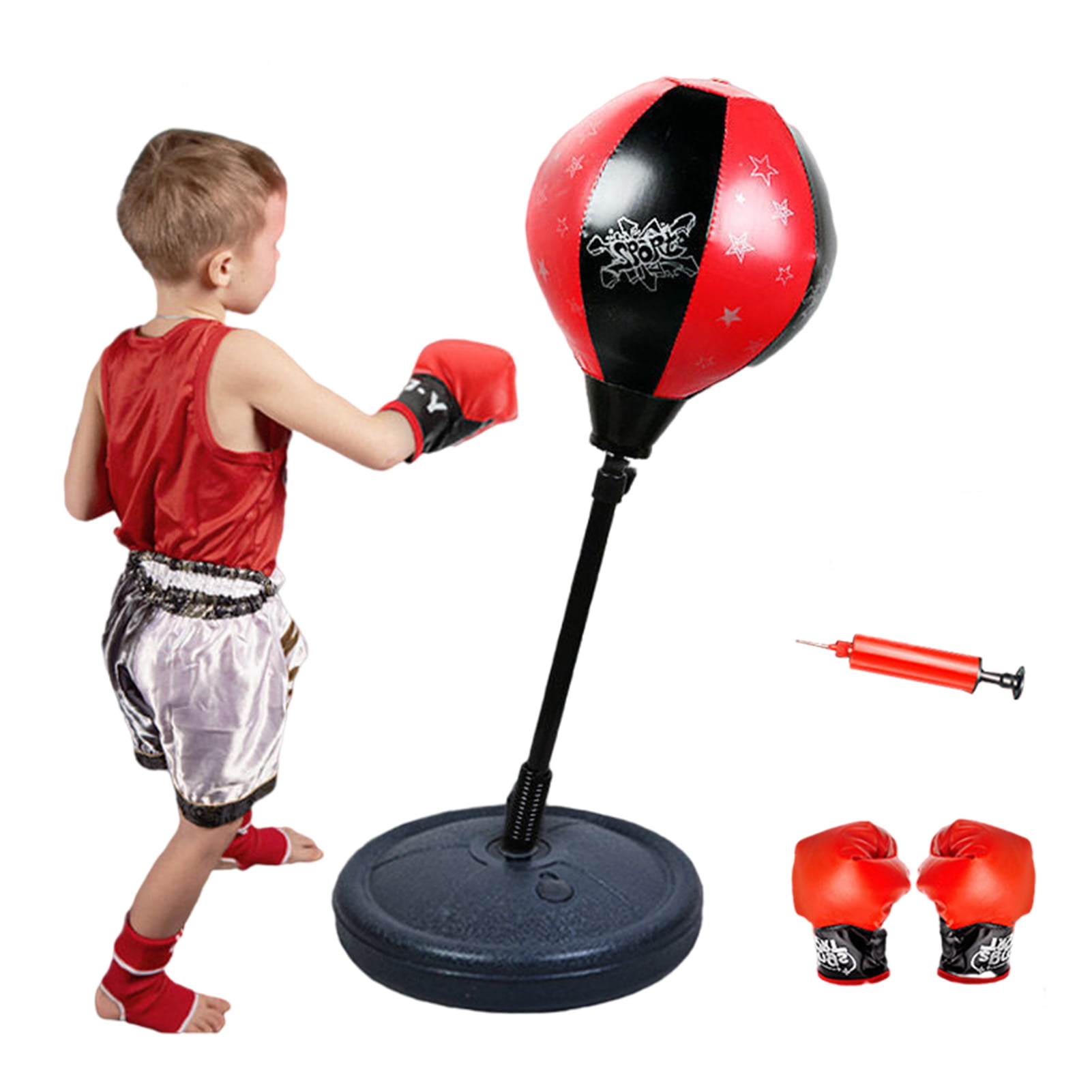 Hanging Sandbag with Child Boxing Gloves Punch Training Gloves Fight Mitts Toy Set for Kid Sports Fitness Kids Boxing Punching Bag 