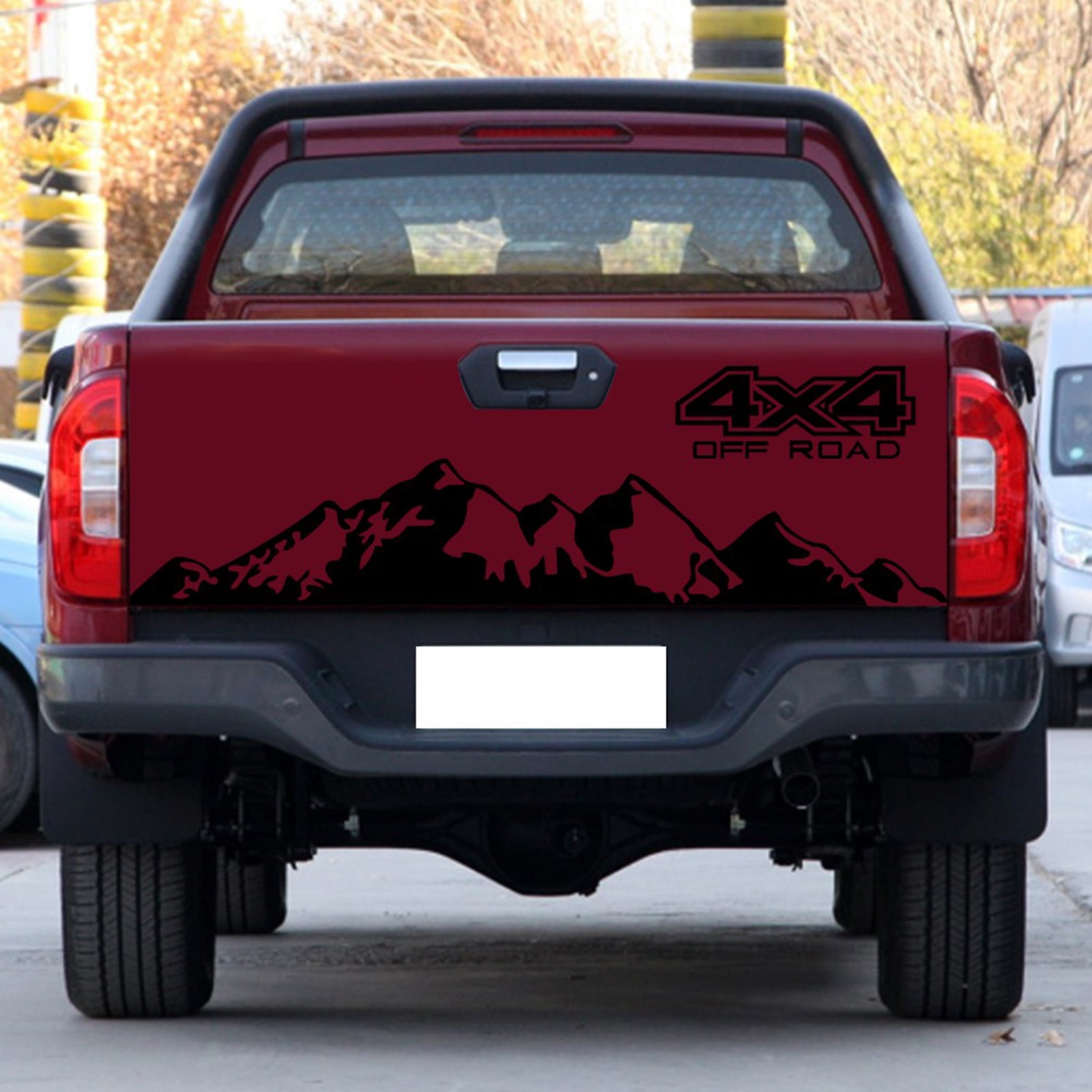 Eccomum 4PCS Car Stickers 4X4 Off Road(40*10cm)+Mountain Graphic  Decal(190*50cm) Sticker for Car Truck Exterior Accessories Black