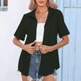 thumbnail image 5 of BSDJILFG Womens Lapel Blouse V Neck Button Down Shirt Short Sleeve Lapel Tops Casual Solid Shirts on Clearance,Sizes S-3XL, 5 of 7