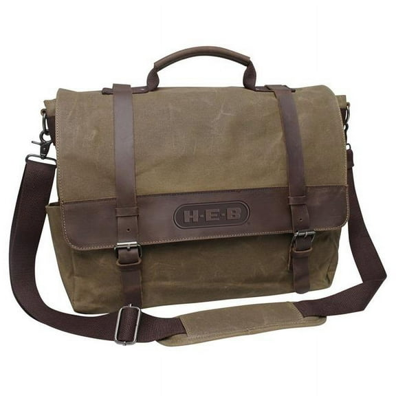 Preferred Nation P6343.BRN 12 x 15 x 4 in. Ford Wax Canvas Messenger, Brown