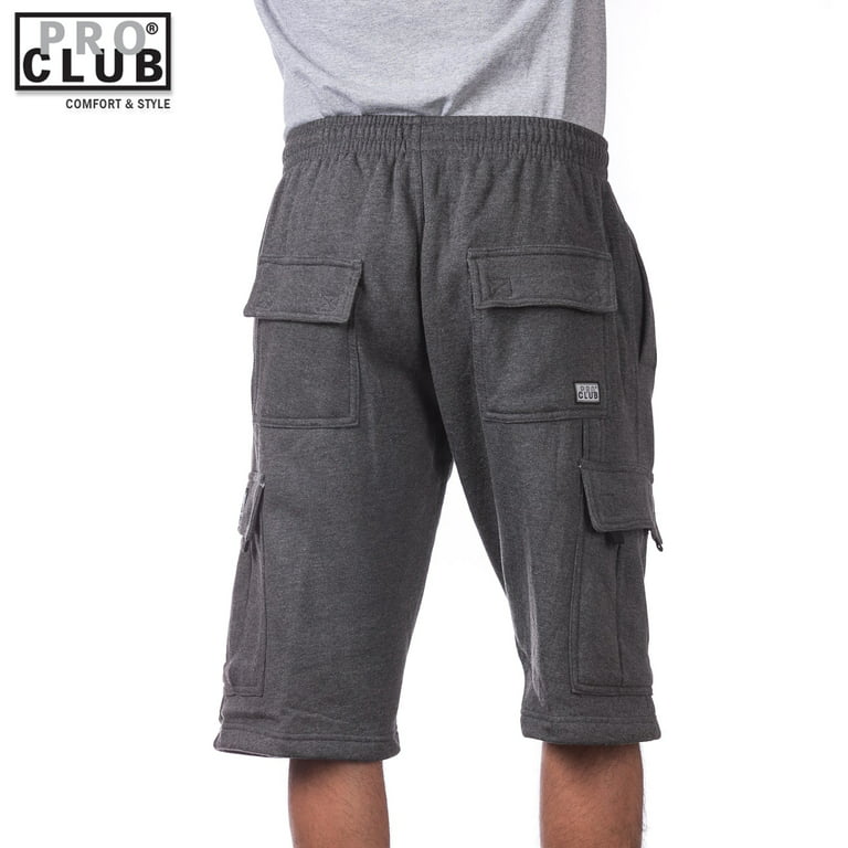 Pro Club Men's Fleece Cargo Shorts Pants Charcoal(Dark Gray) 5X-Large