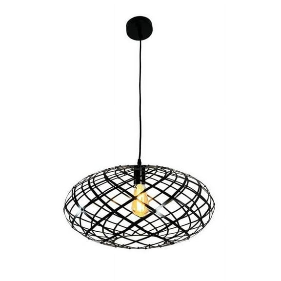 EQLight EQ21-P-BK07 Ikal 1-Light Black Oval Pendant