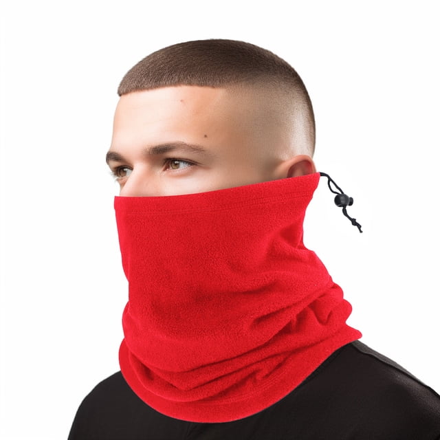 TOPTIE Cache-Cou Unisexe en Polaire Chaude - Masque Facial Doux et Extensible, Tube Multifonctionnel pour Course, Cyclisme, Usage Quotidien-Rouge