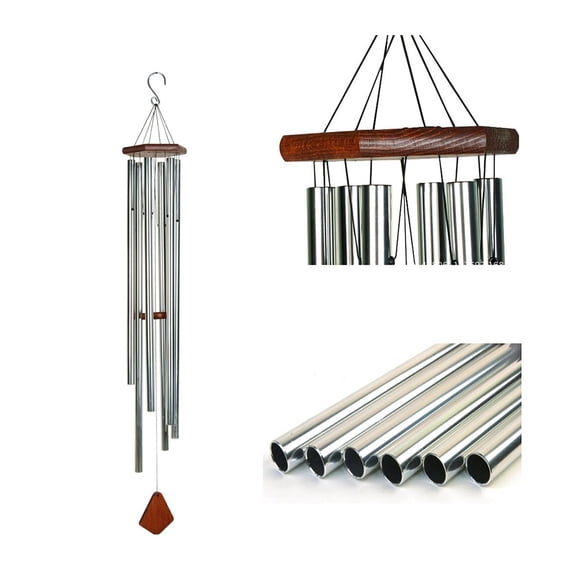 iMeshbean 56" Large Metal Tube Wind Chime Deep Tone Resonant Bass Sound CHurch Bell Windchime Sliver
