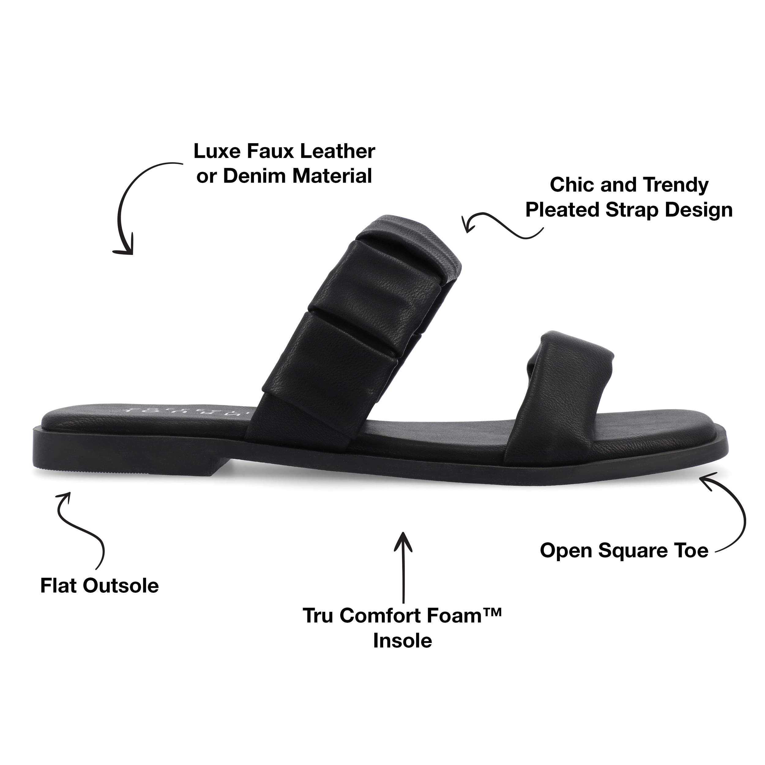 Journee Womens Pegie Slip On Faux Leather Flat Sandals