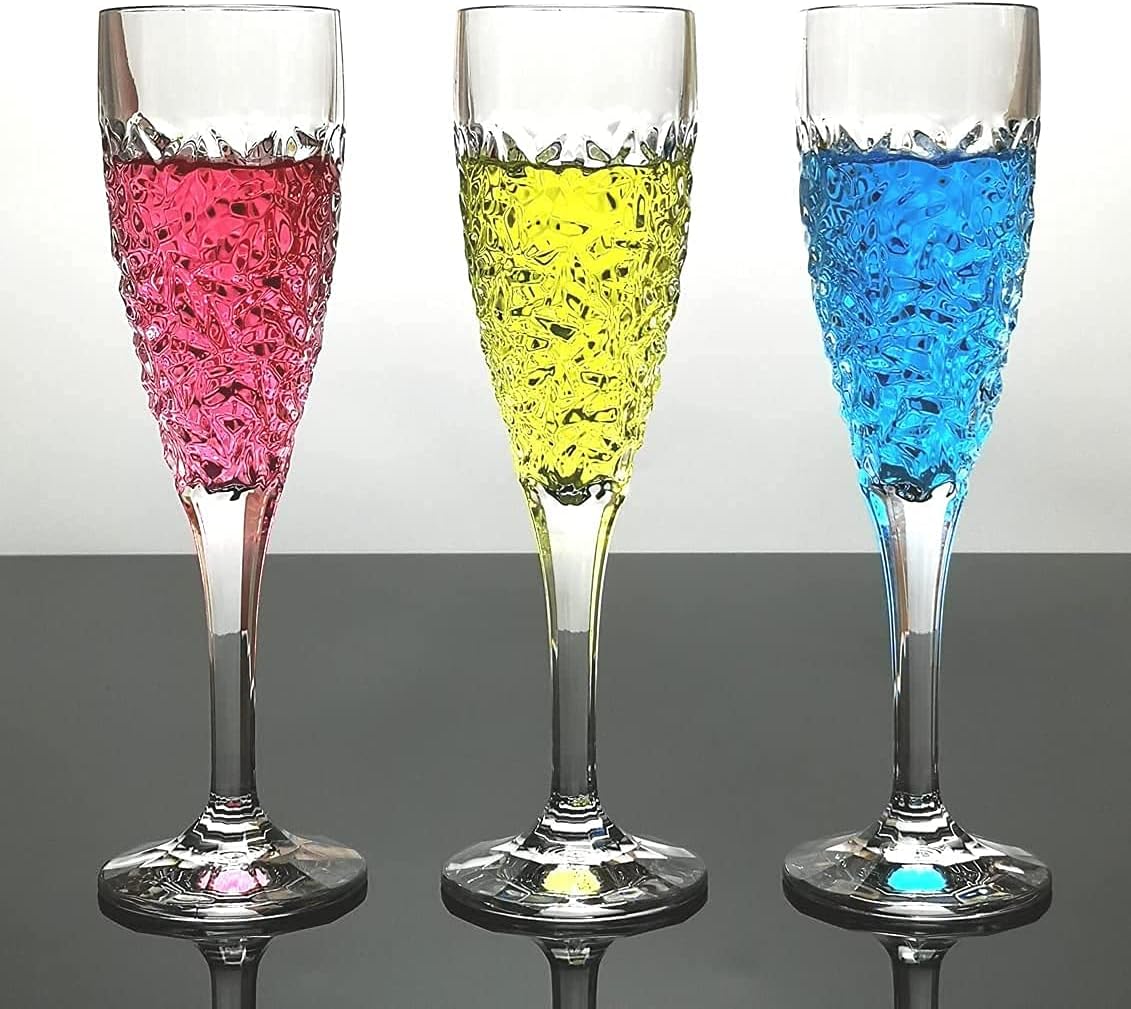 Set of 6 Unbreakable Champagne Flutes for Wedding Party Clear Tritan Plastic Champagne Glasses Dishwasher Safe BPA Free Acrylic Champagne Drinking Cups