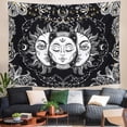 thumbnail image 4 of Tapiz de tarot del sol y la luna, tapiz psicodélico, tapiz celestial negro para colgar en la pared, tapices de pared hippie bohemios con mandala indio (a--sol y luna, L/148cm), 4 of 5
