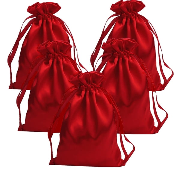 Bolsa de regalo Gbateri con cordón satinado, 35 unidades, 13 x 18 cm, color rojo