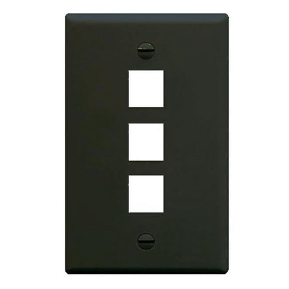 ICC Faceplate, Flat, 1-gang, 3-Port Black