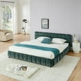 thumbnail image 3 of Harper & Bright Designs King Size Upholstered Bed Frame with Storage Drawers, Chenille Platform Bed with Headboard and Solid Frame for Bedroom, Blue+Green, 3 of 15