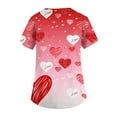 thumbnail image 4 of Valentine Day Scrub Tops for Women Love Heart Print V Neck Plus Size Quick Dry Scrub Tops Medical Short Sleeve Cute Scrubs with Pockets Watermelon Red 5XL, 4 of 5