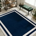 thumbnail image 4 of CAMILSON Crystal Navy Blue Area Rug, 2'x7' Bordered, for Living Room, Bedroom, Dining Room Navy Blue / Cream Indoor Area Rugs, 4 of 8