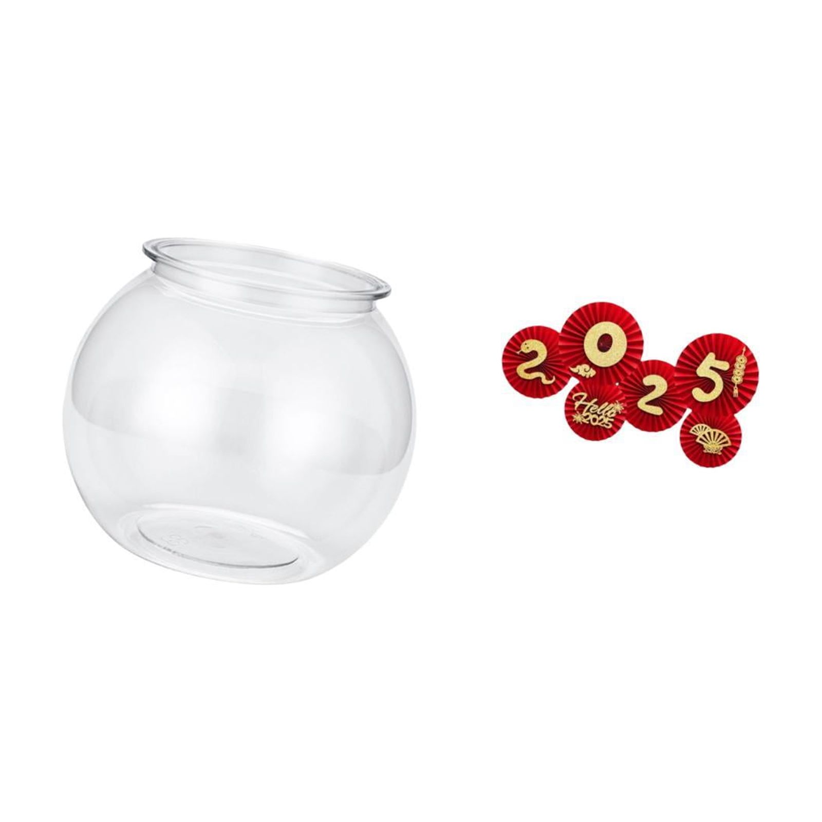 Desktop Aquarium Tank Transparent Fish Bowl Vase PP Material with Folding Fans for Living Room Spring Festival Decor