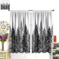 thumbnail image 2 of Forest Blackout Curtains Watercolor Black Grey Trees Rustic Forest Kids Boys Men Bedroom Living Room Bathroom Rod Pocket Decoration Window Drapes 2 Panels W26xL84in, 2 of 6