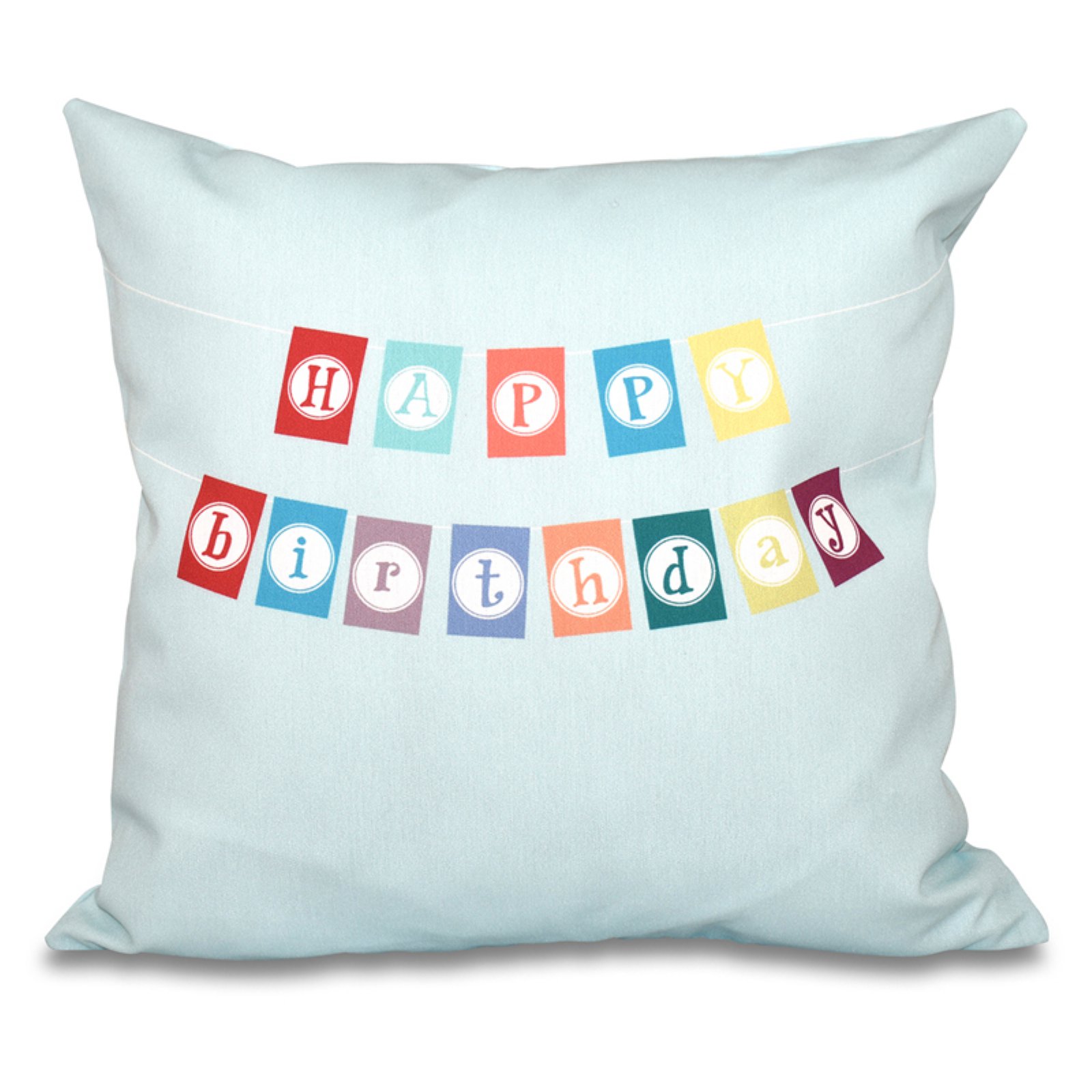 Simply Daisy 16" x 16" Happy Birthday Word Print Pillow