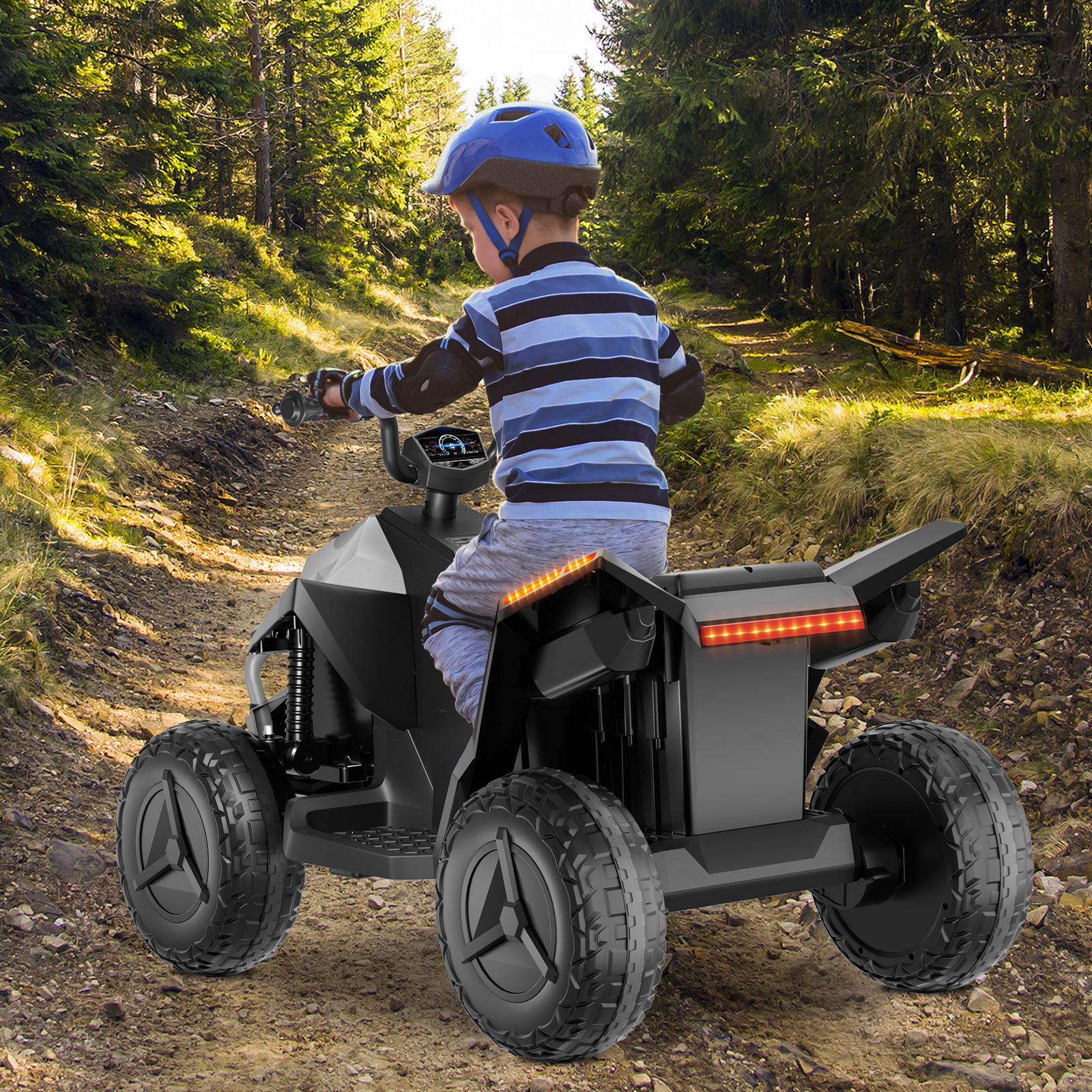HHVEL 24V Kids ATV 4 Wheeler, Ride on Toy Car for Big Kids with 2 Seater, LED Headlights, Bluetooth, Music 4.5mph Max Speed Ride on ATV for 3-8 Boys & Girls，Gray