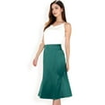thumbnail image 7 of Women's Satin Midi Skirt With A-Line Silhouette And Elastic Waistband- Green,X Large, 7 of 7