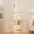 thumbnail image 3 of Satifur Corner Shelf Space Saving Freestanding Bookcase with LED Light Strip, Corner Bookshelf for Living Room Bedroom, White, 3 of 9