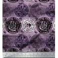 thumbnail image 1 of Soimoi Silk Fabric Text,Floral & Greek Key Block Print Sewing Fabric Yard 42 Inch Wide, 1 of 3