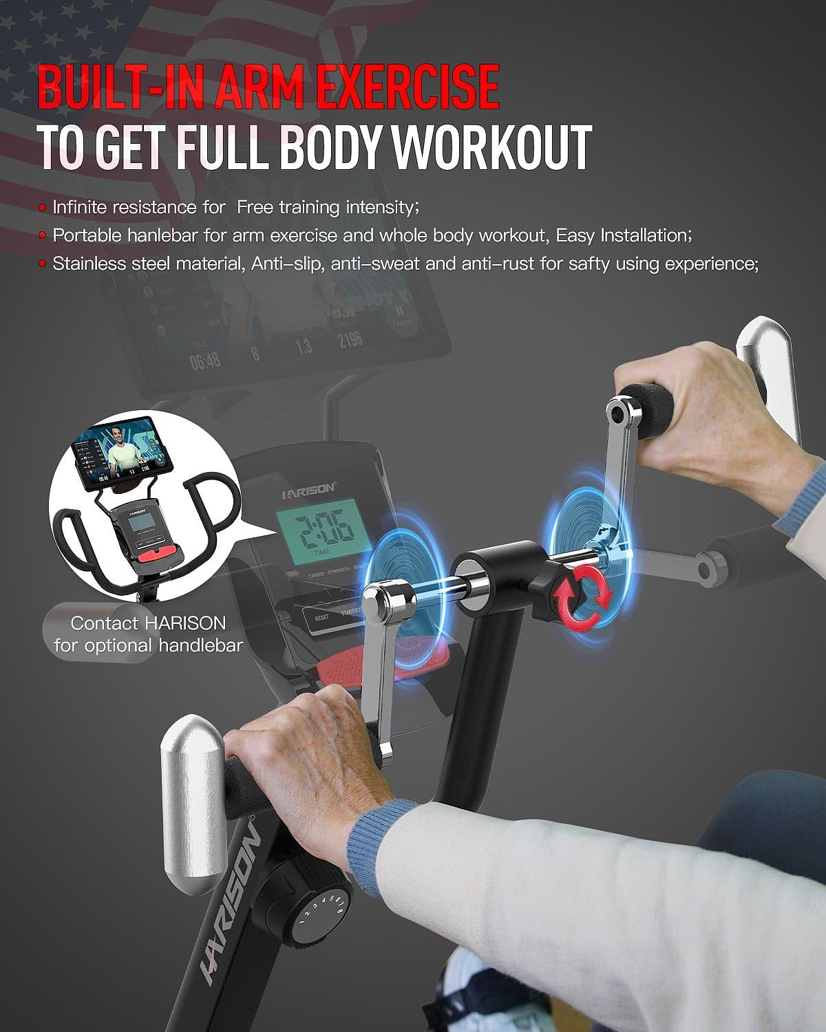 HARISON Recumbent Exercise Bike with Arm Workout, 16-Level Magnetic Stationary Bike with Bluetooth, Recumbent Bike for Seniors 400 lbs Capacity