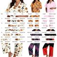 thumbnail image 3 of Lounge Sets for Women BWASD Cozy Satin Printed Pajama Set Short Sleeve Top and Pants Home Wear Sleepwear Halloween Autumn Holiday Night for Halloween Funny Gift ,M, 3 of 4