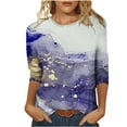 thumbnail image 1 of CHOK Ichuanyi Hauts pour Femmes Liquidation d'Été T-shirt Imprimé Mode pour Femmes Blouse Mi-Longue Manches 3/4 Col Rond Hauts Décontractés, 1 of 5