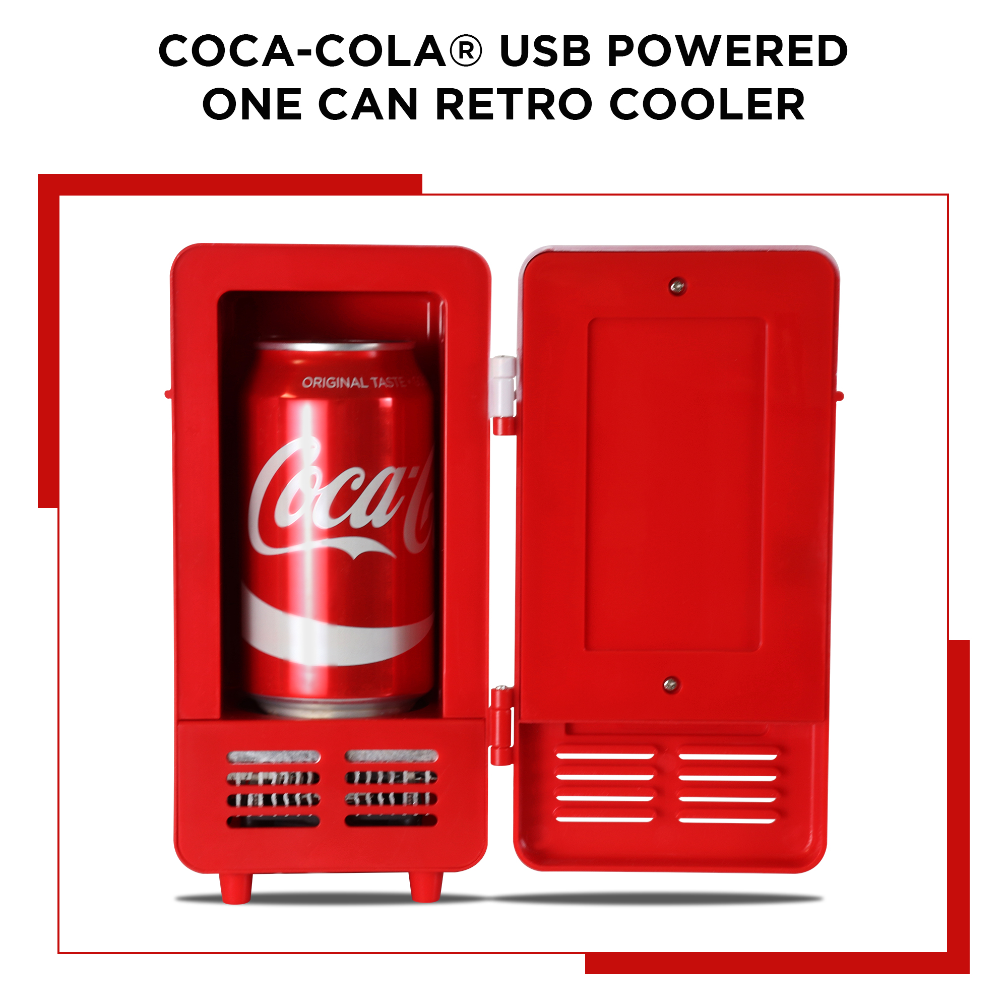 Coca-Cola Single Can Cooler, Red, USB Powered Retro One Can Mini Fridge, Thermoelectric Cooler for Desk, Home, Office, Dorm, Unique Gift for Students or Office Workers - image 3 of 5