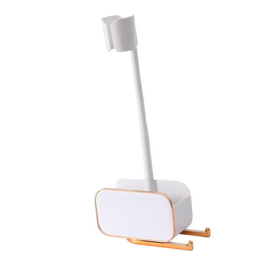 Hair Dryer Holder Free Punch Multifunctional Rotating Holder Stand Hanging Shelf White with Rod