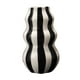thumbnail image 3 of Jarrón de cerámica a rayas pintado, decoración del hogar, artesanía, contenedor decorativo para plantas, diseño floral Negro, 3 of 9
