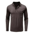 thumbnail image 4 of Huresd Mens Fashion Polo Shirts Cotton Classic Long Sleeve Thermal Button Shirt With Pocket Coffee L, 4 of 5